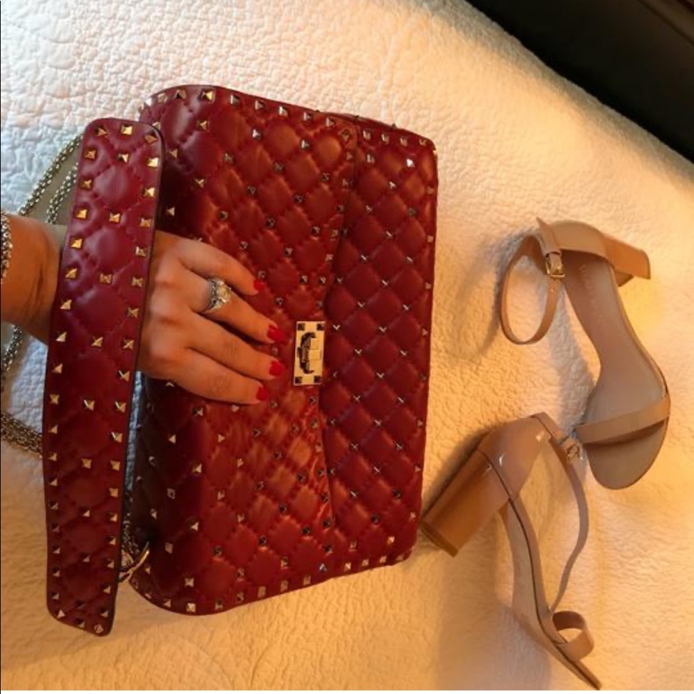 Chain Rockstud Spike Red Cross body bag